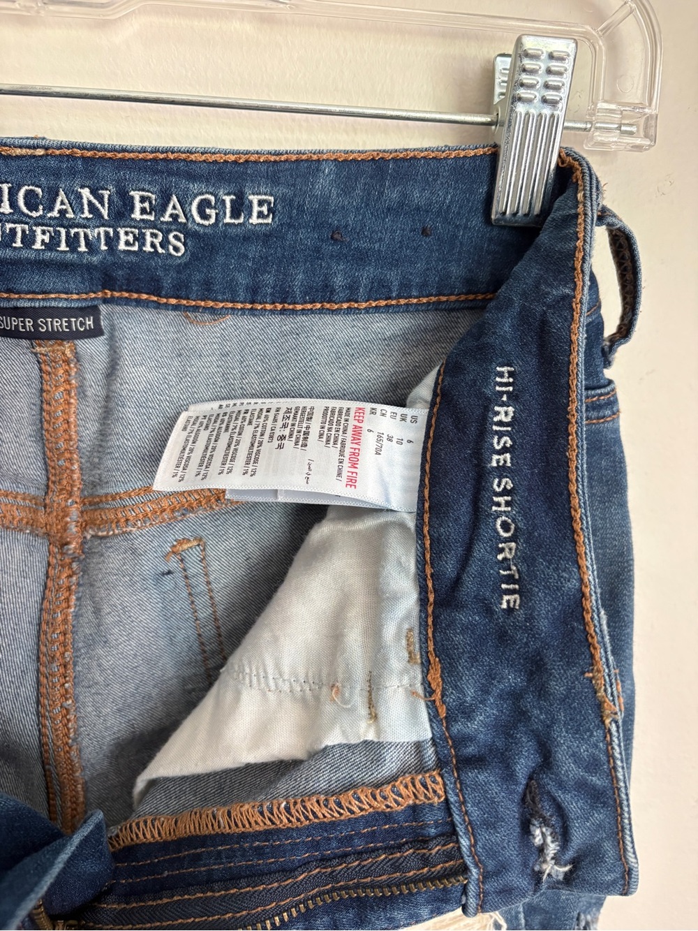 American Eagle dark blue distressed denim shorts - Picture 3 of 3